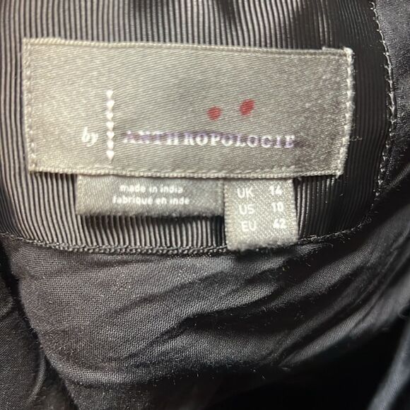 By Anthropologie Black One Shoulder Linen Wrap Dress - Picture 8 of 8